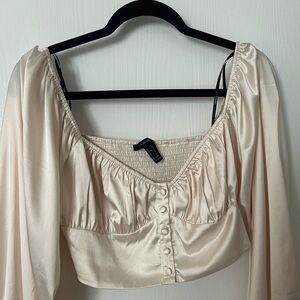 Forever 21 Satin Blouse Crop Top